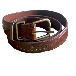 Free People Leather & Suede Belt | Flattering Grommets and Studs | Brown | M/L Free People Duchess Concho Belt main image 3